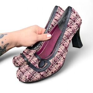 Y2K Clueless Pink Tweed Preppy Coquette Heels